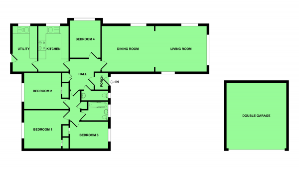 Floor Plan for 4 Bedroom Detached Bungalow for Sale in Priory Close, St. Olaves, Great Yarmouth, NR31, 9HH -  &pound360,000