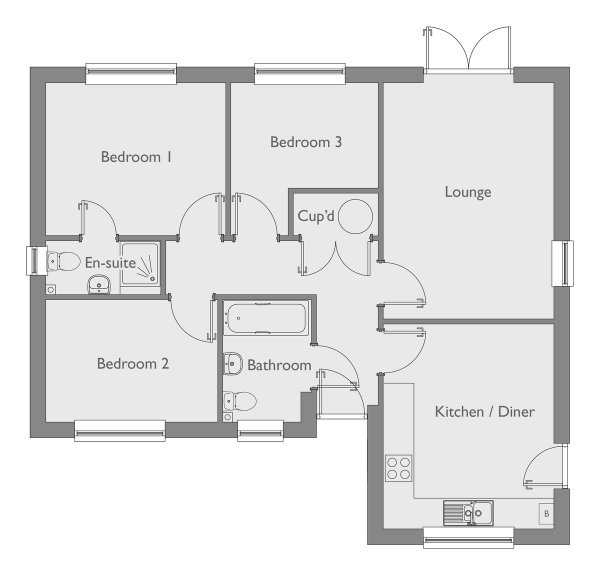 Floor Plan Image for 3 Bedroom Detached Bungalow for Sale in Plot 116, Claydon Park, off Beccles Road