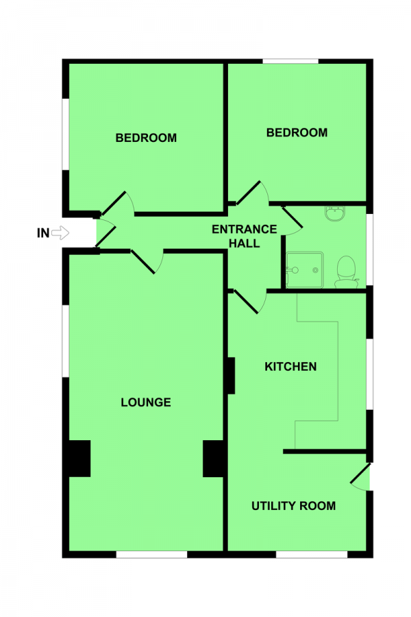 Floor Plan Image for 2 Bedroom Detached Bungalow for Sale in Jews Lane, Bradwell