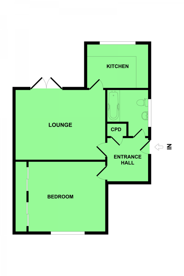 Floor Plan Image for 1 Bedroom Ground Flat for Sale in New College Close, Gorleston