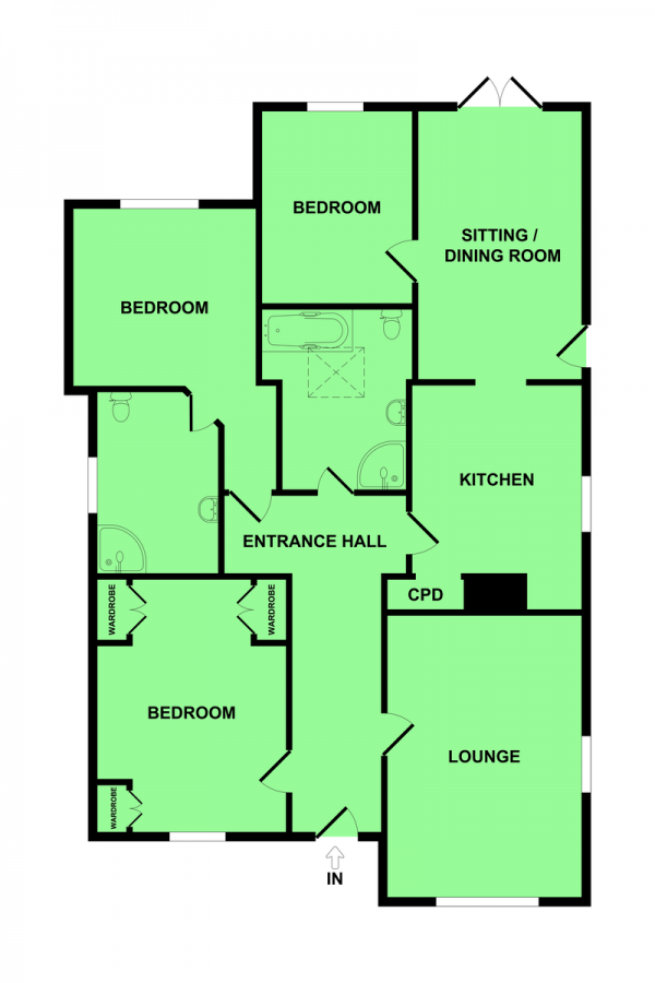 Floor Plan Image for 3 Bedroom Detached Bungalow for Sale in Mill Lane, Bradwell