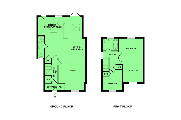 Floor Plan Image for 3 Bedroom Semi-Detached House for Sale in The Cove, Belton