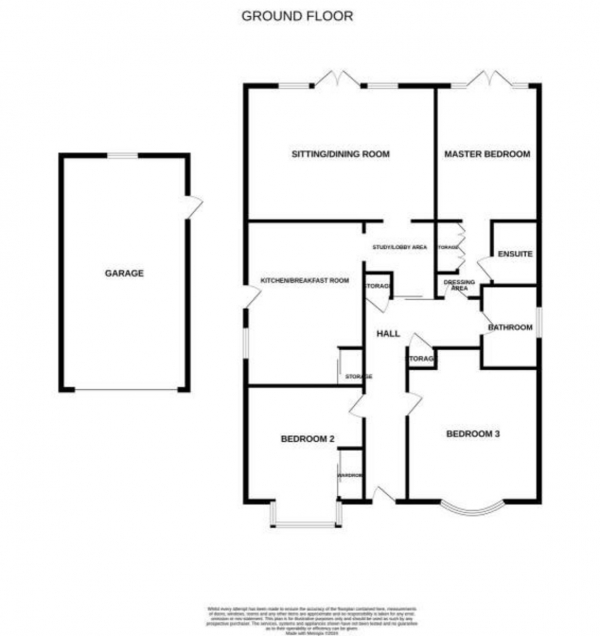 Floor Plan Image for 3 Bedroom Detached Bungalow for Sale in Shire Avenue, Bradwell