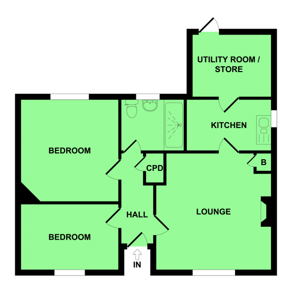 Floor Plan Image for 2 Bedroom Terraced Bungalow for Sale in Morton Crescent, Bradwell