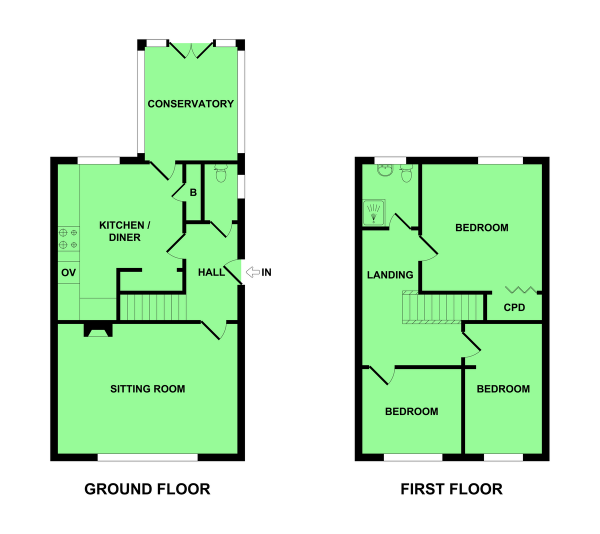 Floor Plan Image for 3 Bedroom End of Terrace House for Sale in Newnham Green, Gorleston