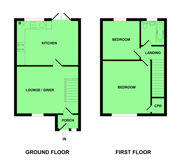 Floor Plan Image for 2 Bedroom Terraced House for Sale in Lucerne Road, Bradwell