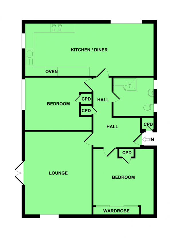 Floor Plan Image for 2 Bedroom Detached Bungalow for Sale in Burnt Lane, Gorleston