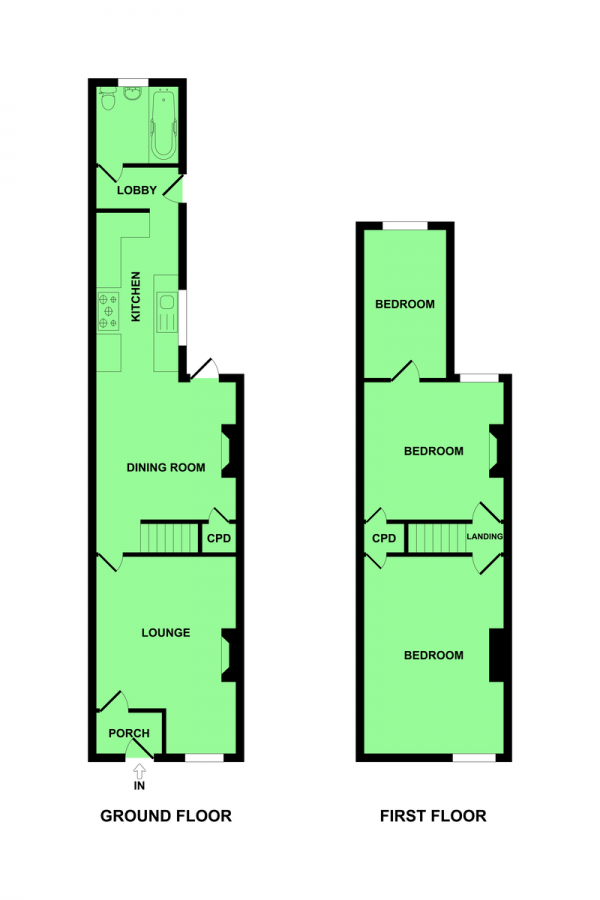 Floor Plan Image for 3 Bedroom Terraced House for Sale in Springfield Road, Gorleston