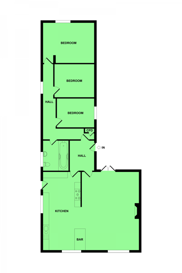 Floor Plan Image for 3 Bedroom Detached Bungalow for Sale in Broom Gardens, Belton