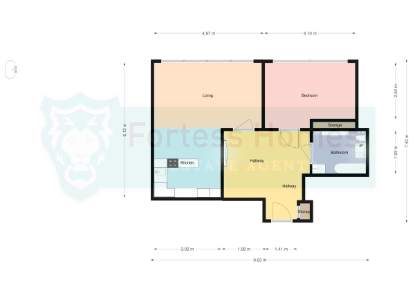 Floor Plan Image for 1 Bedroom Apartment to Rent in Hertsmere Road