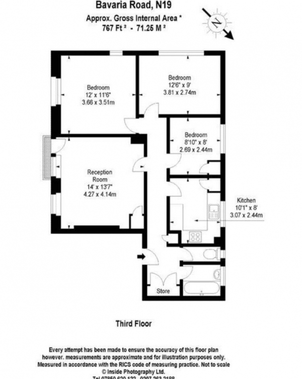 Floor Plan Image for 4 Bedroom Flat to Rent in Bavaria Road,  London, Greater London