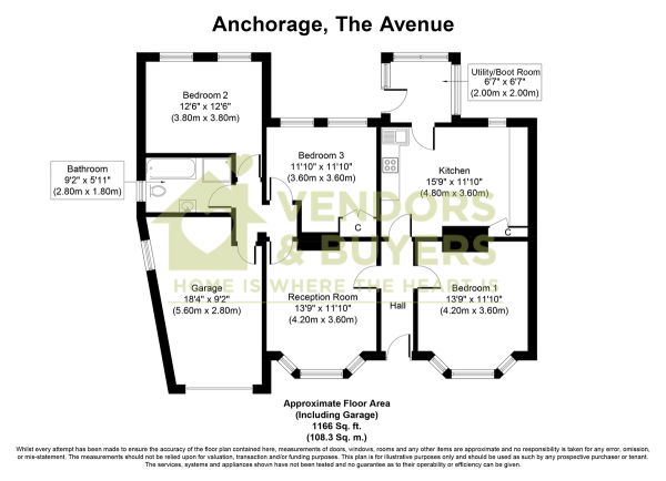 Floor Plan Image for 3 Bedroom Detached Bungalow for Sale in Avenue Road, Hayling Island