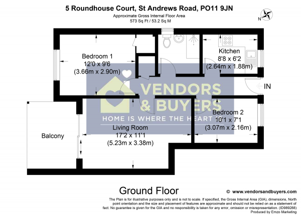 Floor Plan Image for 2 Bedroom Apartment for Sale in Roundhouse Court, Hayling Island