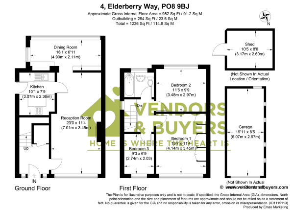 Floor Plan Image for 3 Bedroom Semi-Detached House for Sale in Elderberry Way, Waterlooville