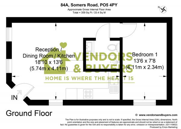 Floor Plan Image for 1 Bedroom Apartment for Sale in Somers Road, Southsea