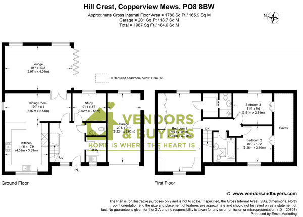 Floor Plan Image for 3 Bedroom Detached House for Sale in Hill Crest, Copperview Mews