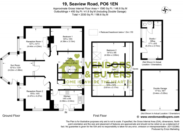 Floor Plan for 3 Bedroom Detached House for Sale in Sea View Road, Drayton, PO6, 1EN - Guide Price &pound649,950