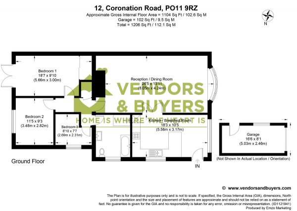 Floor Plan Image for 3 Bedroom Semi-Detached Bungalow for Sale in Coronation Road, Hayling Island