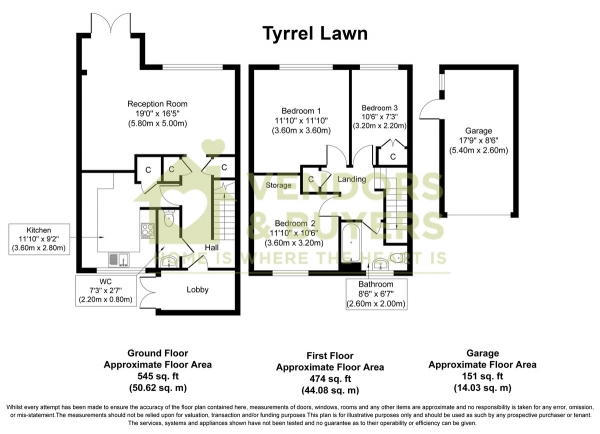 Floor Plan Image for 3 Bedroom Terraced House for Sale in Tyrrel Lawn, Havant