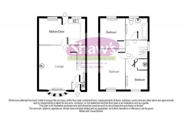 Floor Plan for 3 Bedroom Semi-Detached House for Sale in Regency Close, Talke Pits, Stoke-on-Trent, ST7, 1RH -  &pound214,995