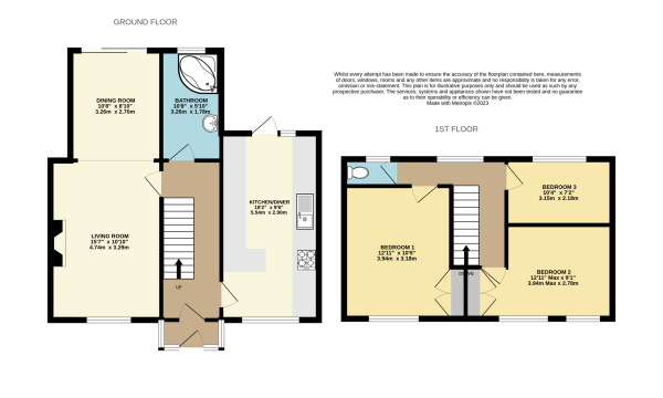 Floor Plan Image for 3 Bedroom Terraced House for Sale in Meynell Road, Harold Hill