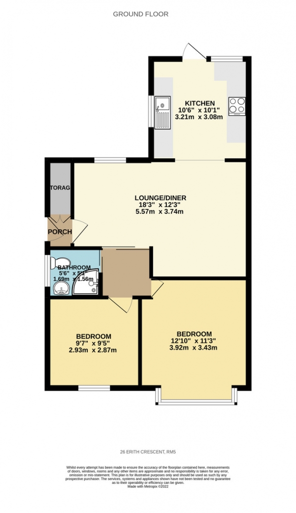 Floor Plan Image for 2 Bedroom Ground Maisonette for Sale in Erith Crescent, Collier Row, Romford