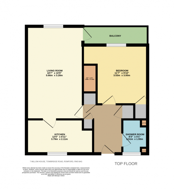 Floor Plan Image for 1 Bedroom Apartment for Sale in Trowbridge Road, Romford, RM3