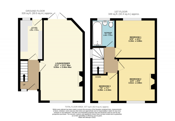 Floor Plan for 3 Bedroom Semi-Detached House for Sale in Victoria Avenue, Collier Row, Romford, RM5, 2QH - Offers in Excess of &pound450,000