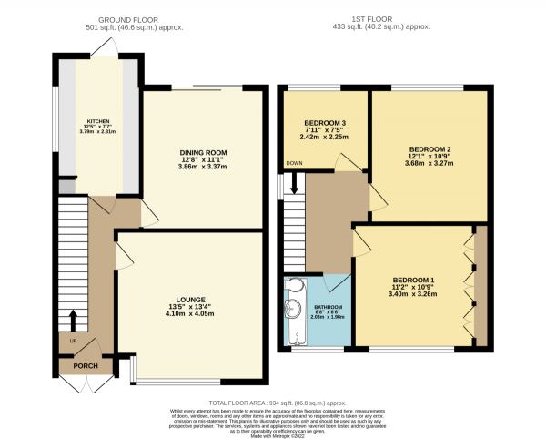 Floor Plan for 3 Bedroom Semi-Detached House for Sale in Beauly Way, Rise Park, RM1, RM1, 4XH - Offers in Excess of &pound500,000