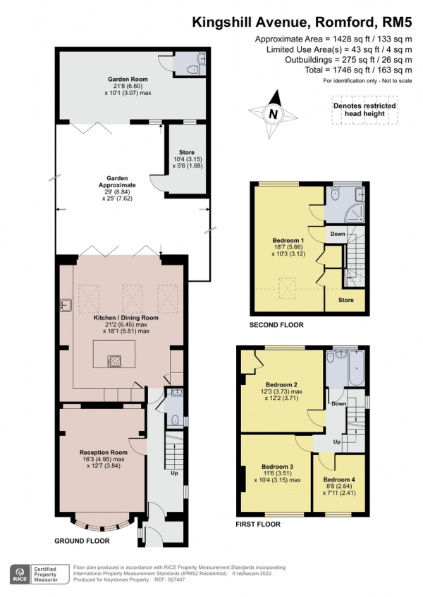 Floor Plan for 4 Bedroom Semi-Detached House for Sale in Kingshill Avenue, Collier Row, Romford, RM5, 2SB -  &pound550,000