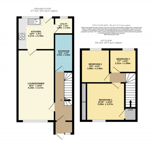 Floor Plan Image for 3 Bedroom Semi-Detached House for Sale in Heaton Avenue, Harold Hill, Romford