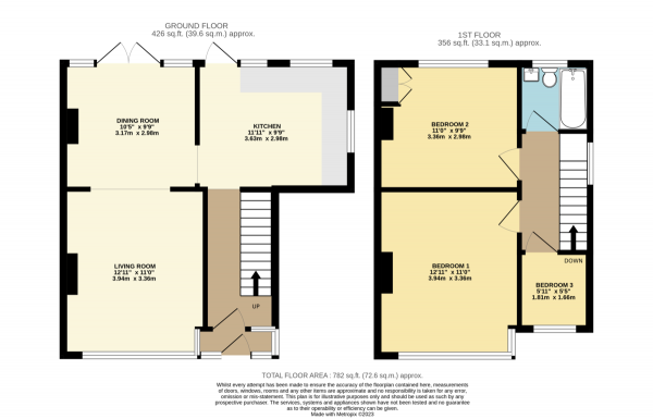 Floor Plan Image for 3 Bedroom End of Terrace House for Sale in Saffron Road, Collier Row, Romford