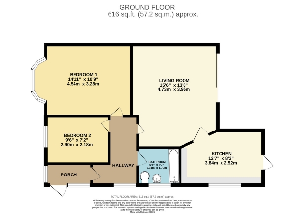 Floor Plan Image for 2 Bedroom Semi-Detached Bungalow for Sale in Havering Road, Rise Park, Romford