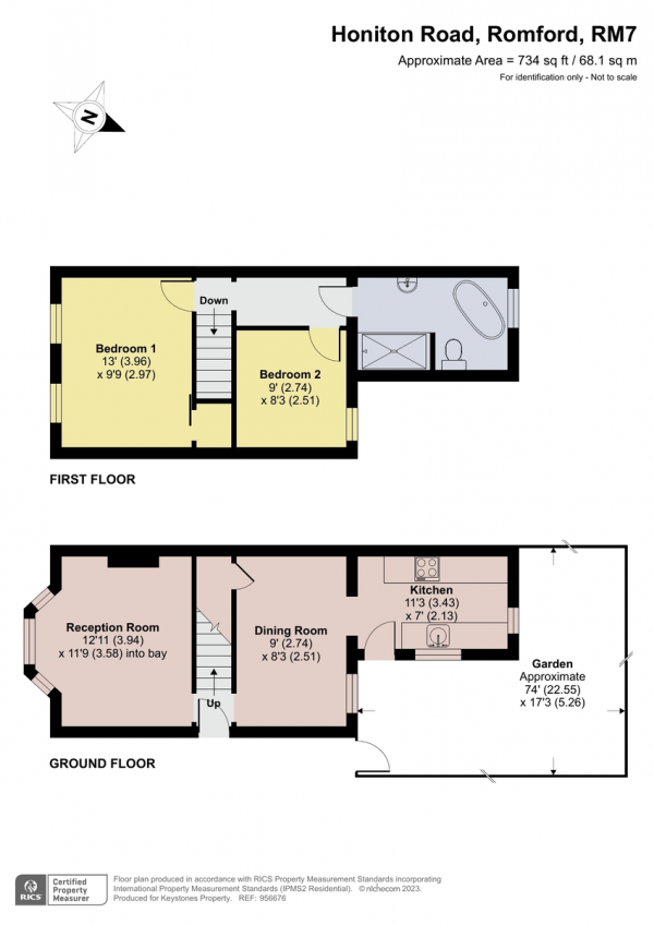 Floor Plan Image for 2 Bedroom Semi-Detached House for Sale in Honiton Road, Romford, RM7