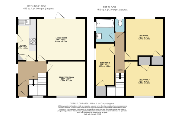 Floor Plan for 3 Bedroom Semi-Detached House for Sale in Billet Road, Chadwell Heath, Romford, RM6, 5SU - Offers Over &pound475,000