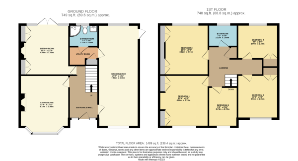 Floor Plan for 5 Bedroom Semi-Detached House for Sale in Coombe Road, Harold Wood, RM3, RM3, 0TX -  &pound630,000