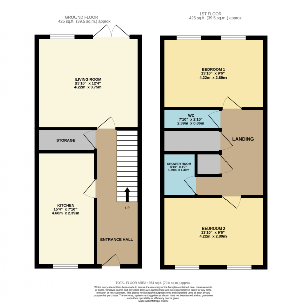 Floor Plan for 2 Bedroom Terraced House for Sale in Hitchin Close, Harold Hill, Romford, RM3, 7EQ -  &pound350,000