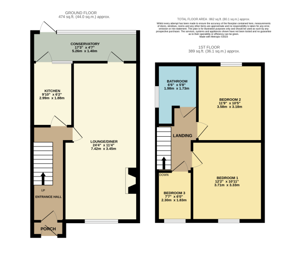 Floor Plan for 3 Bedroom End of Terrace House for Sale in Pemberton Gardens, Chadwell Heath, Romford, RM6, 6SH - Guide Price &pound500,000