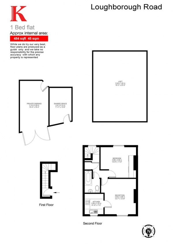 Floor Plan Image for 1 Bedroom Flat for Sale in Loughborough Road, SW9