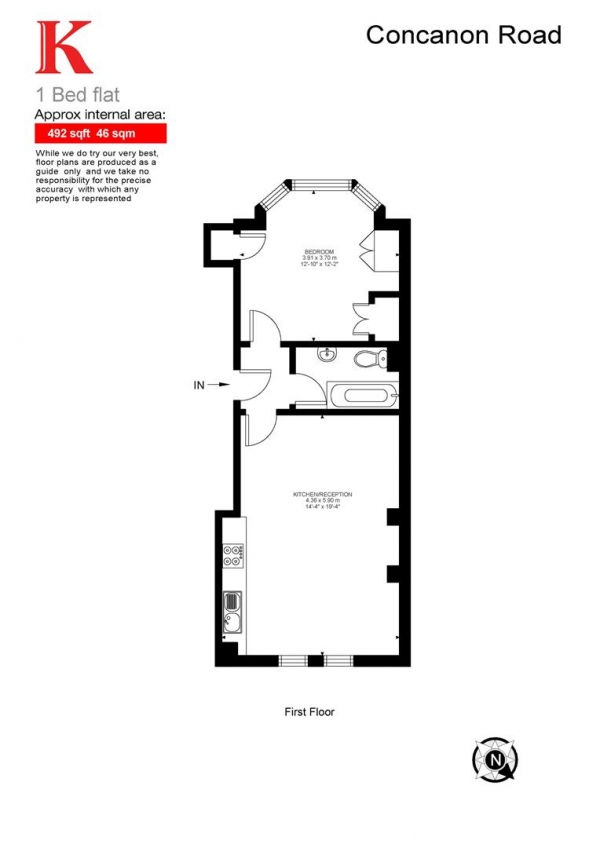 Floor Plan Image for 1 Bedroom Flat for Sale in Concanon Road, SW2