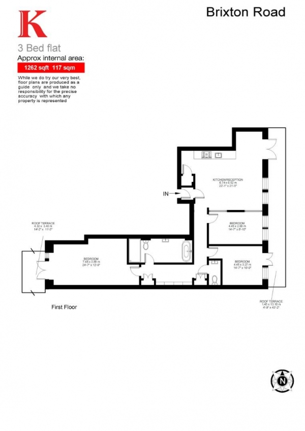 Floor Plan for 3 Bedroom Penthouse for Sale in Brixton Road, SW9, SW9, 6AH -  &pound799,950