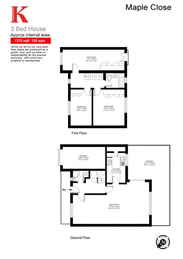 Floor Plan for 3 Bedroom Semi-Detached House for Sale in Maple Close, SW4, SW4, 8LL -  &pound699,950