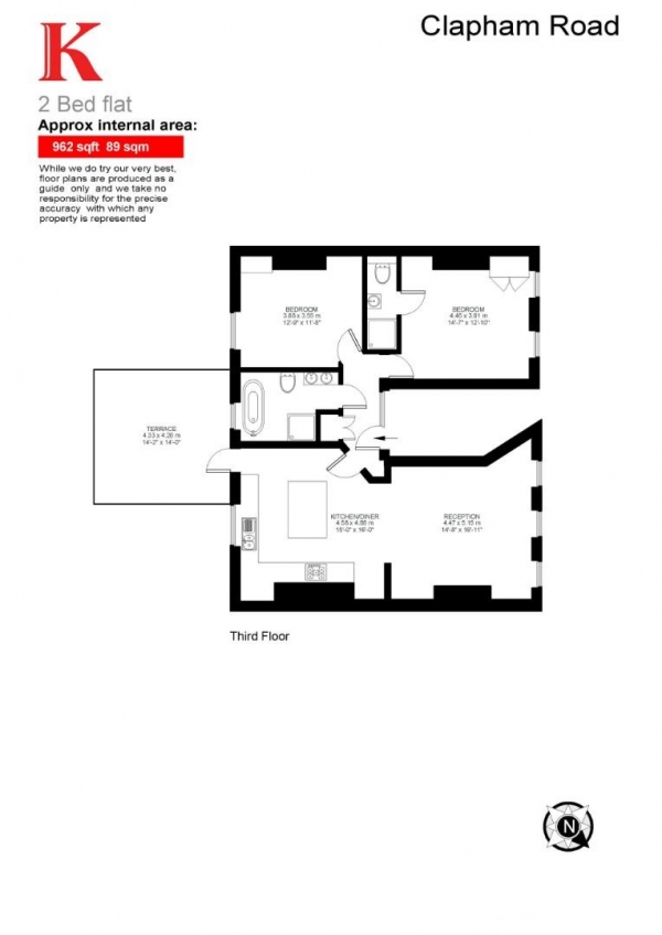 Floor Plan for 2 Bedroom Flat for Sale in Clapham Road, SW9, SW9, 9BT -  &pound800,000