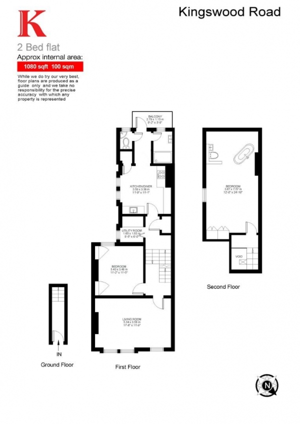 Floor Plan Image for 2 Bedroom Flat for Sale in Kingswood Road, SW2