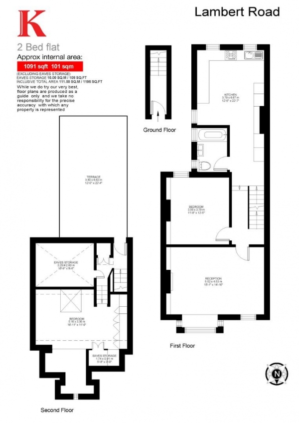 Floor Plan for 2 Bedroom Maisonette for Sale in Lambert Road, SW2, SW2, 5BB -  &pound765,000