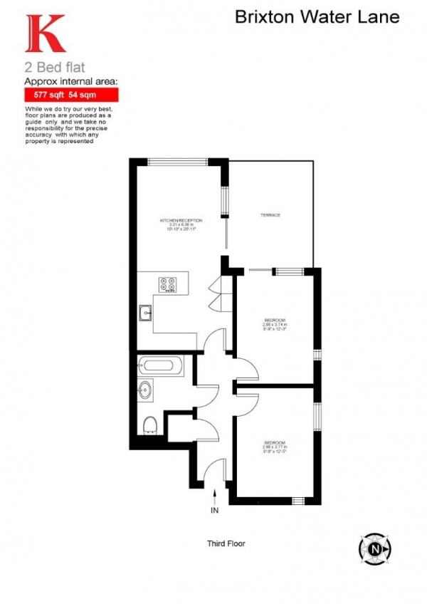 Floor Plan for 2 Bedroom Flat for Sale in Brixton Water Lane, SW2, SW2, 1NU -  &pound500,000