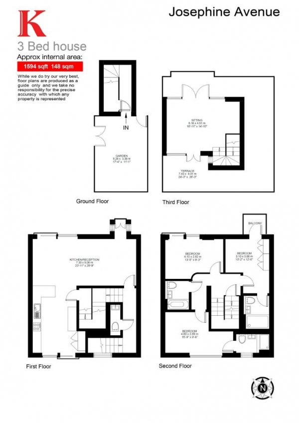 Floor Plan for 3 Bedroom Property for Sale in Josephine Avenue, SW2, SW2, 2JZ -  &pound1,075,000