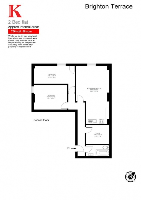 Floor Plan for 2 Bedroom Flat for Sale in Brighton Terrace, SW9, SW9, 8DG - Offers in Excess of &pound475,000