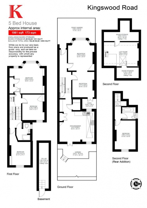 Floor Plan Image for 4 Bedroom Property for Sale in Kingswood Road, SW2