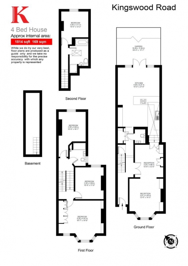 Floor Plan Image for 4 Bedroom Property for Sale in Kingswood Road, SW2